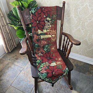 "Evening Solitude" Table Runner Poinsettia Winter Holiday Christmas Metallic